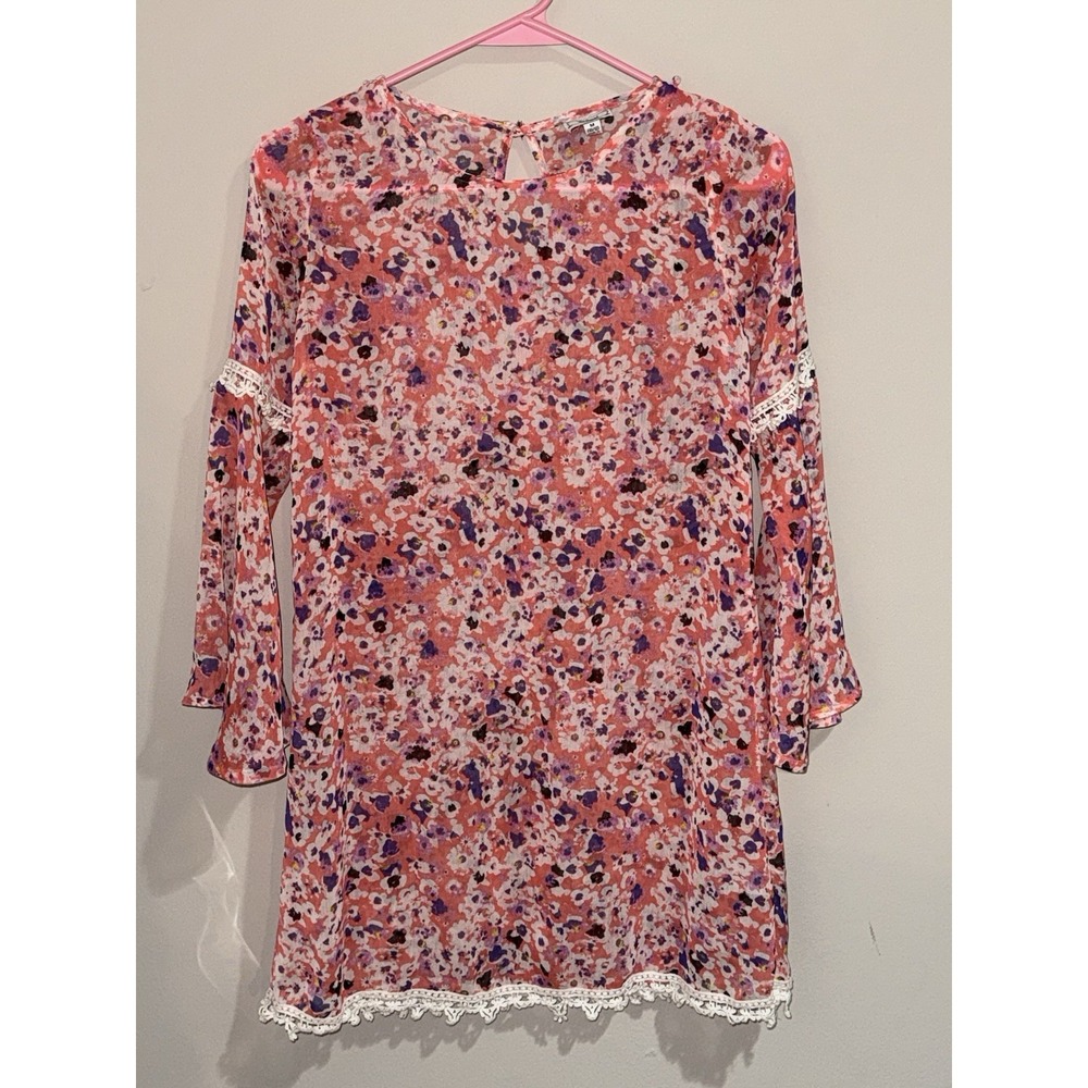 Youth Girls Pink And Purple Floral Dress - D-Signed Disney - Medium 10/12